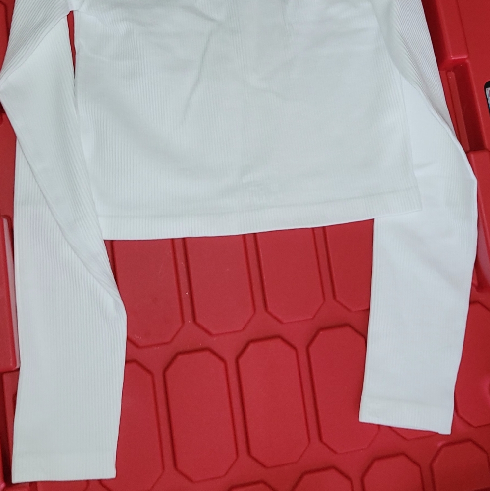 White Long Sleeve Ribbed Top